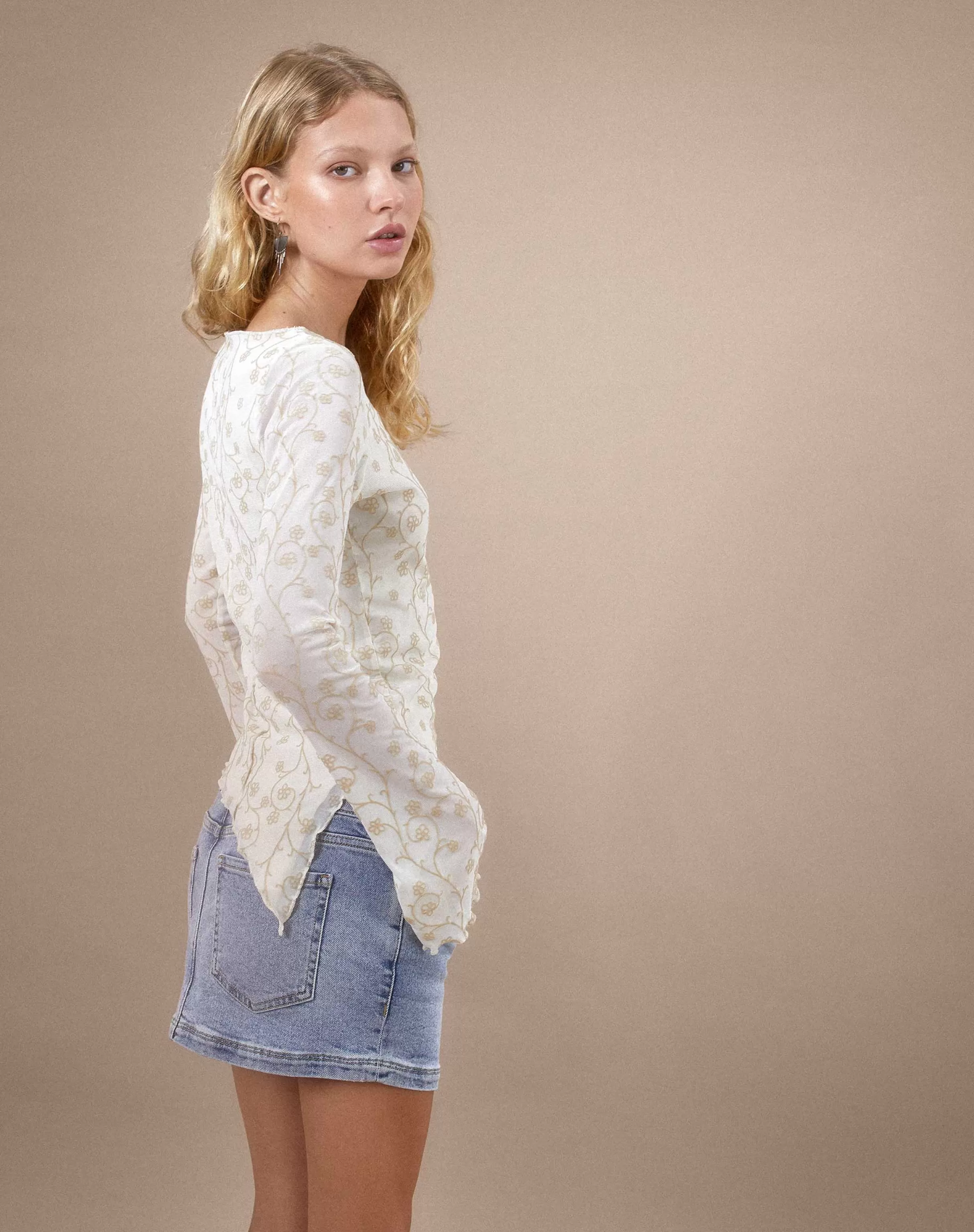 Cheap Zest Mesh Long Sleeve Top In SALE TOPS | PRINTED TOPS